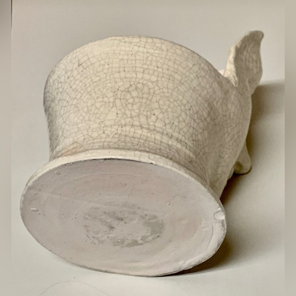 Vintage Glazed Pottery Greco Roman Androgynous Face Archaic Smile Planter Vase - Picture 11 of 11